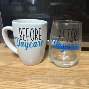 Before and After Daycare Mug and Glass Set